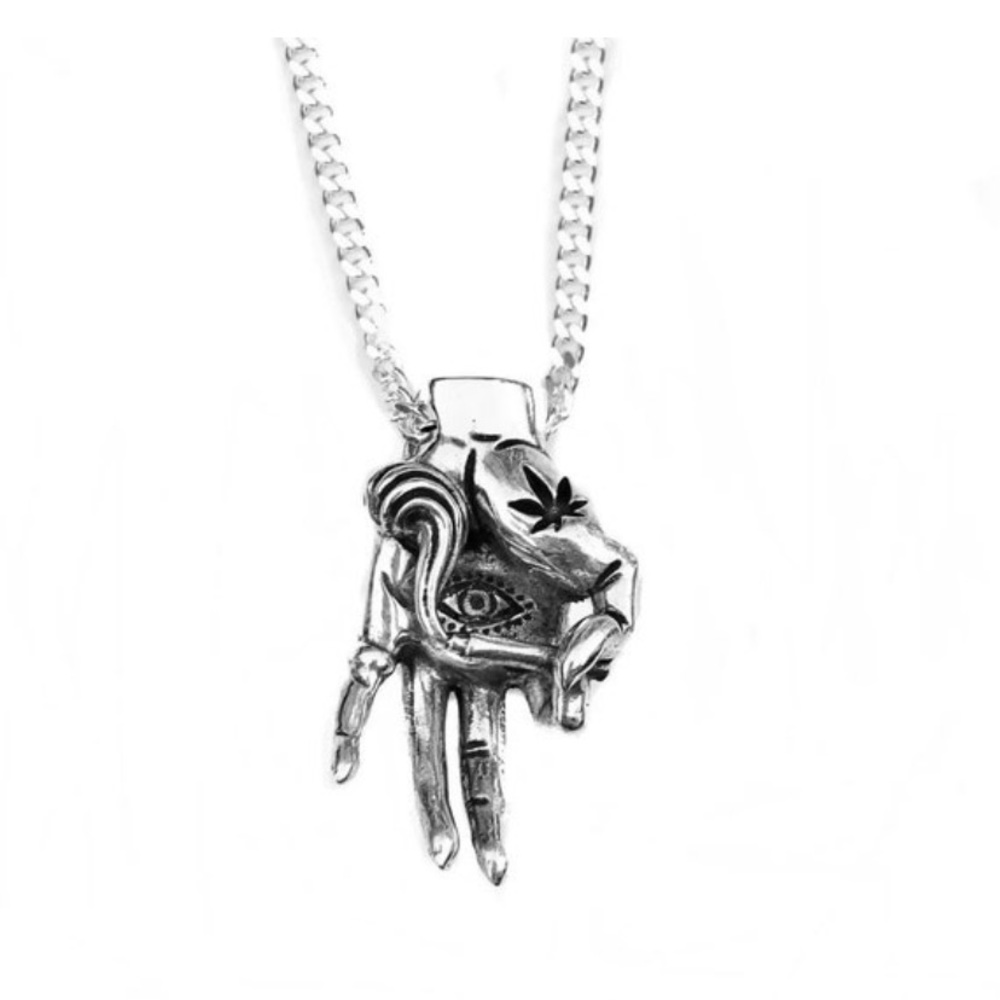Sterling Silver Evil Eye Necklace, Evil Eye Hand Pendant